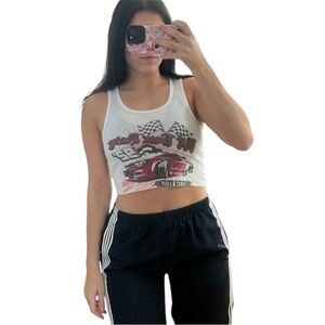 White Race Car Tank Top